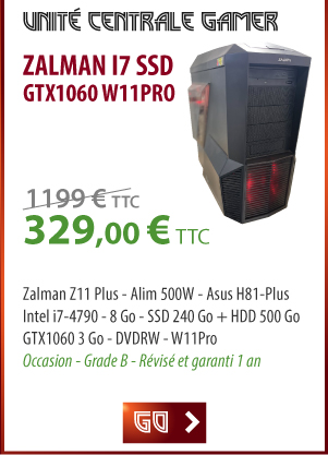 Unité centrale Gamer Zalman i7 SSD GTX1060 W11Pro