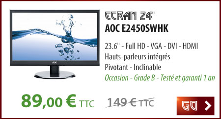 Ecran 24 pouces AOC e2450Swhk