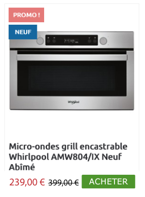 Micro-ondes grill encastrable Whirlpool AMW804/IX Neuf Abîmé